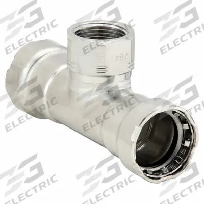 VIEGA MEGAPRESS Crimp Tee Fitting: 3/4 in Pipe x 3/4 in Pipe x 3/4 in Pipe Size - Potable Water Stainless Steel Press Fittings