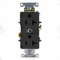 LEVITON Duplex Receptacle Outlet: Duplex, 5-20, Black, 125V AC, 20 A, 2 Pole / 3 Wire (MPN 5362-SE)
