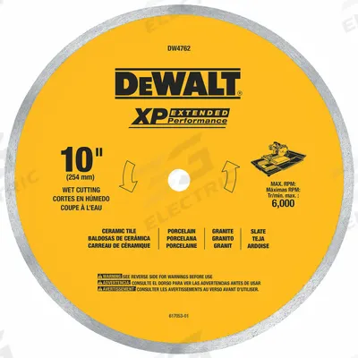 DEWALT Diamond Saw Blade: 10 in Blade Dia., 5/8 in Arbor Size, Wet, For Tile Saw - Multi-Material Blades