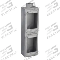 APPLETON ELECTRIC Electrical Box: Iron, Rectangular, 2 Gangs, 1/2 in Hub Size, 40 cu in Capacity (MPN FS-2T-50). Key specifications — Color: Gray; Brand: APPLETON ELECTRIC.