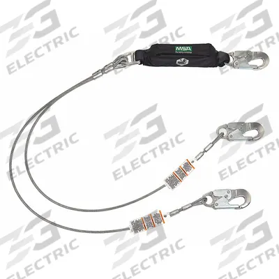 MSA Shock-Absorbing Lanyard: Shock Pack, Aluminum Snap Hook, Aluminum Snap Hook - General Fall Protection Shock-Absorbing Lanyards