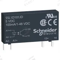 SCHNEIDER Solid State Relay: 0.1 A Current Rating, 3 to 12V DC, Pin Termination (MPN SSL1D101JD). Key specifications — attr917425: Pins; attr917448: Socket; attr917409: SCHNEIDER.