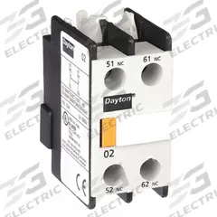 DAYTON Auxiliary Contact: 2NC, 2.5 A Max Current (AC), Front Mount, Front-Mounted (MPN 6EAT1). Key specifications — Brand: DAYTON.