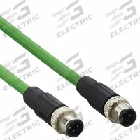 IFM Ethernet Cable: M12 Male Straight x M12 Male Straight, 10 m Lg, PVC, Green, D Coding, D, IP67 (MPN E21137). Key specifications — Brand: IFM; Cable Jacket Color: Green; End 1 Coding: D; End 2 Coding: D; IP Rating: IP67.