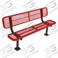 ULTRASITE Outdoor Bench: Extra Heavy-Duty, 72 in Overall Lg, 35 1/4 in Overall Ht, Red, Black, Steel (MPN 940SM-V6-RED). Key specifications — Manufacturer Part Number: 940SM-V6-RED; Brand: ULTRASITE; Frame Color: Black; Product Type: Outdoor Bench; Seat Color: Red; Series: Extra Heavy-Duty.