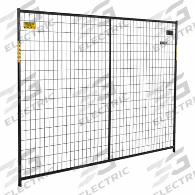 PERIMETER PATROL Security Barrier: 6 ft Ht, 7 1/2 ft Lg, Black, Single Panel, Steel - Modular Barricade Panels
