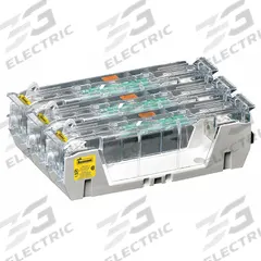 BUSSMANN Fuse Block: Open Block Design, 3 Pole, 600 V AC, Box Lug, Non-Indicating (MPN HM60100-3CR). Key specifications — attr233046: BUSSMANN.
