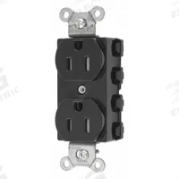 HUBBELL Receptacle: Duplex, 5-15, Black, 125V AC, 15 A, 2 Pole / 3 Wire (MPN SNAP5262BKTRA)