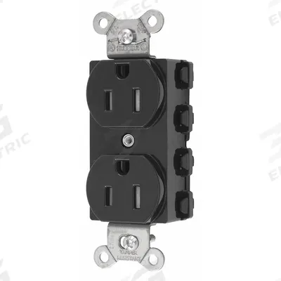 HUBBELL Receptacle: Duplex, 5-15, Black, 125V AC, 15 A, 2 Pole / 3 Wire (MPN SNAP5262BKTRA) - General Purpose Receptacles