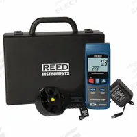 REED INSTRUMENTS Anemometer: 40 fpm Air Velocity Resolution, Air Velocity/Temp, Under 100 fpm (MPN R4000SD-KIT). Key specifications — Calibration Certificate Type: Available Separately; Data Logging: Yes; Manufacturer Part Number: R4000SD-KIT; Brand: REED INSTRUMENTS; Temperature Accuracy: +/ 0.4%; Digital Display Screen Type: LCD with Backlight; Display Type: Digital; Includes: AC Power Adapter.
