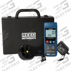 REED INSTRUMENTS Anemometer: 40 fpm Air Velocity Resolution, Air Velocity/Temp, Under 100 fpm (MPN R4000SD-KIT). Key specifications — Calibration Certificate Type: Available Separately; Data Logging: Yes; Manufacturer Part Number: R4000SD-KIT; Brand: REED INSTRUMENTS; Temperature Accuracy: +/ 0.4%; Digital Display Screen Type: LCD with Backlight; Display Type: Digital; Includes: AC Power Adapter.