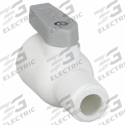 Parker Manual Two-Way Ball Valve: 1/4 in, Polypropylene, Straight, Push x MNPT - NSF 51 Compliant Polypropylene Ball Valves