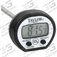 TAYLOR Digital Thermometer: -40°F to 302°F /-40°C to 150°C, ±2°F, 0.1°F /0.1°C, Celsius/Fahrenheit (MPN 9840RB). Key specifications — Brand: TAYLOR; Accuracy: ±2 °F.