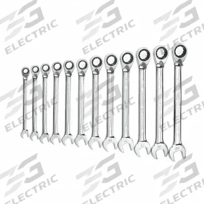 GEARWRENCH Combination Ratcheting Wrench Set: Alloy Steel, Full Polish Chrome, 12 Tools - SAE 12-Point Ratcheting Combination Wrench Sets