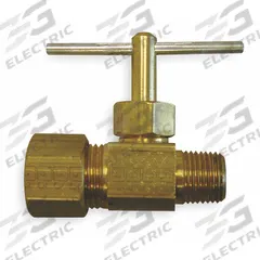 WEATHERHEAD Needle Valve: Inline Valve Body, Brass, 1/4 in Pipe Size, Compression x MIP, Compression (MPN A6760). Key specifications — For Media: Water; Seal Material: Metal; Brand: WEATHERHEAD; Connection Gender - Side 2: Male; Connection Type - Side 1: Compression; Connection Type - Side 2: IPS; Connection Type: Compression x MIP.