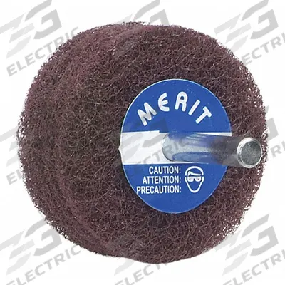 MERIT Non-Woven Disc Wheel: 4 in Dia x 1 in W, 1/4 in Straight Shaft, Aluminum Oxide - General Purpose Surface-Conditioning Discs for All Metals