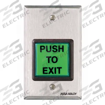 SECURITRON Exit Push Button: 4 1/2 in Ht, 1 3/4 in Dp, 2 3/4 in Wd, Gray/Green - Push-to-Exit Buttons
