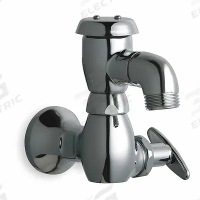 CHICAGO FAUCETS Low Arc Sill Faucet: Cast Brass, Polished Chrome, Cast Brass - Inside Sillcocks