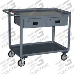 JAMCO Mobile Workstation: 1,400 lb, 2 Shelves, Overall Dim. 54 in L x 30 in W x 34 in H, Polyolefin (MPN SR348P500GP). Key specifications — Brand: JAMCO; Caster/Wheel Configuration: (2) Swivel; Handle Type: Flat.
