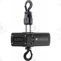 KITO Electric Chain Hoist: H4 - Heavy Duty, 230V AC, Hook Mounted - No Trolley, 60 ft Max Lifting Lg (MPN TEM005C-60). Key specifications — Brand: KITO; Includes: Chain Container; Operating Voltage: 230V AC; Headroom Clearance: 28 in - 30 in.