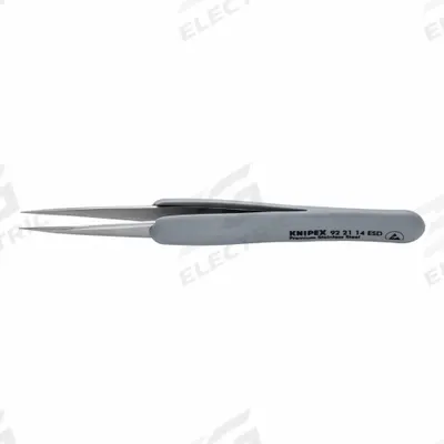 KNIPEX Precision Tweezers: Stainless Steel, Point, Straight Tip - ESD-Safe Tweezers