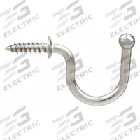 SUGATSUNE Hook: Screw-In, 15 3/8 lb Wt Capacity, 1 Points per Hook, Silver, 1 5/32 in Projection (MPN TF-30). Key specifications — Color: Silver; Finish: Polished; Material: Stainless Steel; Product Type: Hook.