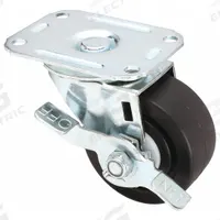 APPROVED VENDOR Plate Caster: Swivel, Polyolefin, 3 in Wheel Dia, 1 1/4 in Wheel Wd, Light Duty (MPN 5UX73). Key specifications — Wheel/Tread Color: Black; Brand: APPROVED VENDOR; Roll Up: Swivel with Brake.