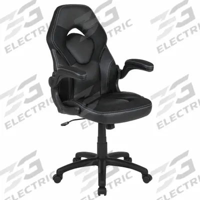 FLASH FURNITURE Office Chair: X10, Flip Up, Black, Faux Leather Material - Fixed-Arm Office Chairs