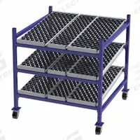 UNEX FLOW CELL Gravity Flow Rack: 48 in x 48 in x 54 in, Tilt, 3 Shelves, Rubber (MPN FCM99SW48483). Key specifications — Brand: UNEX FLOW CELL; Decking Material: Rubber.