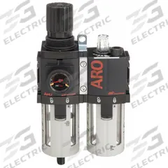 ARO Filter/Regulator/Lubricator: 1/4 in NPT, 58 cfm, 150 psi Max Op Pressure, 5 micron, 1500 Series (MPN C38221-600). Key specifications — attr109588: 1500; attr109524: ARO.