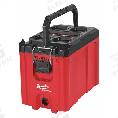 MILWAUKEE PACKOUT Tool Box: Plastic, Black/Red - PACKOUT Tool Boxes