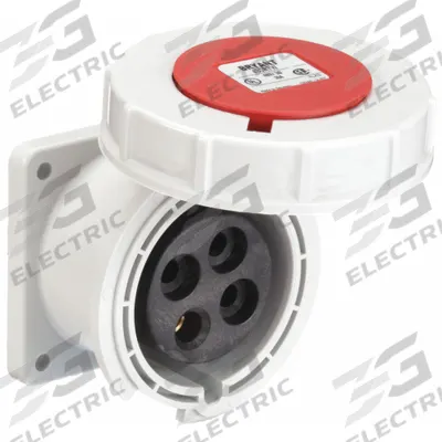 BRYANT Pin and Sleeve Receptacle: Red, 125/250/480V AC, Three Phase, 30 A, 3 Pole - Watertight Receptacles