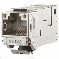 METZ CONNECT Keystone Module Jack: Cat6A, Data/HDBaseT/Power, 8 Poles, Straight, Cable, Female (MPN 130910KI). Key specifications — Housing Material: Zinc Die-Cast; Mounting Type: Cable; Connector Color: Metallike; Performance Category: Cat6A; Application: Power; Connection Type: Insulation Displacement; Connector Gender: Female; Connector Orientation: Straight.