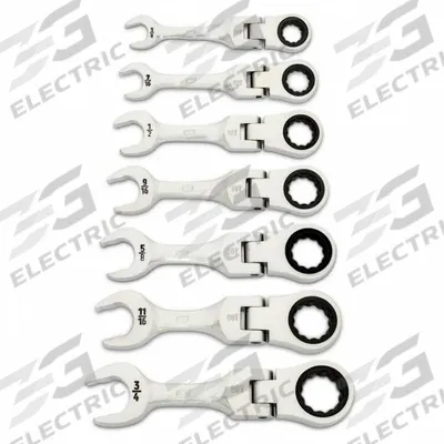 GEARWRENCH Combination Wrench Set: Alloy Steel, Full Polish Chrome, 7 Tools - SAE 12-Point Ratcheting Combination Wrench Sets