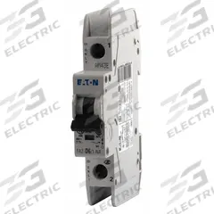 EATON IEC Miniature Circuit Breaker: 13 A Amps, 48V DC, 14kA at 277/480V AC, Screw Clamp, FAZ-NA (MPN FAZ-D13/1-NA-SP). Key specifications — Brand: EATON; DC Voltage Rating: 48V DC; Max. AIR Rating: 14kA at 277/480V AC; Terminal Connection: Screw Clamp; AC Voltage Rating: 277/480V AC.