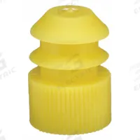 Stopper: Polyethylene, 11 to 13 Stopper Size, 0.5 in Top Dia, 0.6 in Overall Ht, Yellow, 0 Holes (MPN 276145-000Y). Key specifications — Standards: REACH; Brand: DYNALON; Color: Yellow; Stopper Size: 11 to 13; Material: Polyethylene.