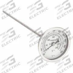 APPROVED VENDOR Dial Thermometer: 50°F to 550°F /10°C to 290°C, 12 in Stem Lg, 3 in Dial Dia (MPN 1NFY3). Key specifications — Accuracy: ±1 % @ 151 to 450 °F; Brand: APPROVED VENDOR.
