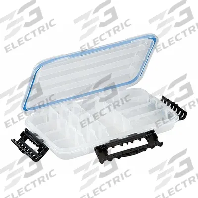 PLANO MOLDING Compartment Box: 10 3/4 in x 7 1/2 in x 1 3/4 in, Clear, 20 Compartments - Small Parts Compartmented Boxes with Adjustable Dividers