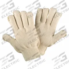 MCR SAFETY Knit Gloves: L ( 9 ), Glove Hand Protection, Uncoated, 605°F Max Temp, Cotton, 12 PK (MPN 9450K). Key specifications — Knit Material Color: Beige; Brand: MCR SAFETY.