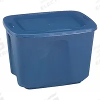 HOMZ Storage Tote: 18 gal, 23 1/2 in x 17 1/2 in x 15 1/2 in, Blue Body, Blue Lid, Not NSF Certified (MPN 6618GRRB.08). Key specifications — Material: Plastic; Edge/Corner Design: Rounded; Body Color: Blue; Lid Color: Blue; Brand: HOMZ; NSF Certified: Not NSF Certified; Nestable: Nesting Capable.