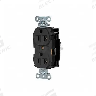 HUBBELL Receptacle: Duplex, 5-20, Black, 125V AC, 20 A, 2 Pole / 3 Wire (MPN 5362STBK) - General Purpose Receptacles