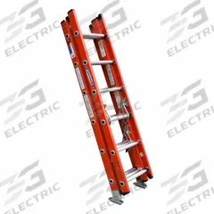 WERNER Extension Ladder: 16 ft Ladder Size, Fiberglass, 300 lb Load Capacity, 41 lb Wt, 3 Sections (MPN D6216-3). Key specifications — Color: Orange; Brand: WERNER; Included Features: Rope and Pulley; Removable Fly: Removable.