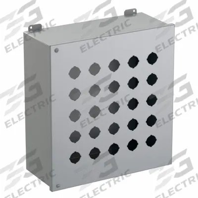 HAMMOND Push Button Enclosure: 30mm, 25 Holes, Carbon Steel - Enclosures for 30mm Operators
