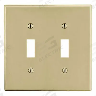 HUBBELL Wall Plate: Toggle, 2 Gang, Ivory - General Purpose Wall Plates