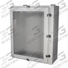 WIEGMANN Enclosure: Fiberglass, 48 in x 36 in x 12 in, NEMA 1/12/3/3R/4X, Clear Cover, Hinged (MPN HW-N4X483612CHW). Key specifications — Brand: WIEGMANN; Enclosure Material: Fiberglass; Knockouts: Not Included.