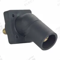 Single Pole Receptacle: Black, Angled Taper Nose Mating, Threaded Stud Termination, 600V AC/600V DC (MPN 16R29-UE). Key specifications — Series: 16; Receptacle Gender: Male; Brand: LEVITON.