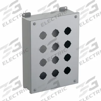 HAMMOND Push Button Enclosure: 30mm, 12 Holes, Carbon Steel - Enclosures for 30mm Operators