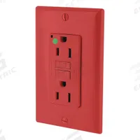 LEVITON GFI Receptacle: Hospital Grade Fed. Spec., Decorator Duplex, 5-15R, Red, GFCI, 125V AC, 15 A (MPN GFNT1-HGR)