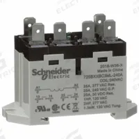SCHNEIDER Enclosed Power Relay: DIN-Rail & Surface Mounted, 25 A Current Rating, 240V AC, DPST-NO (MPN 725BXXBC3ML-240A). Key specifications — attr211321: SCHNEIDER; attr864598: Square; attr864602: DIN Rail & Top Flange; attr864634: Quick-Connect; attr864642: 725BXXBC3ML-240A; attr869492: 25 A at 240V AC (General Purpose); attr934629: Harmony™ 725 Power Series.