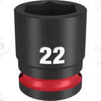 MILWAUKEE Standard Impact Socket: 1/2 in Drive Size, Metric, 22 mm Socket Size, 6-Point, Std (MPN 49-66-6254). Key specifications — attr1215501: MILWAUKEE; attr1215515: Black Phosphate; attr1215518: 22 mm.